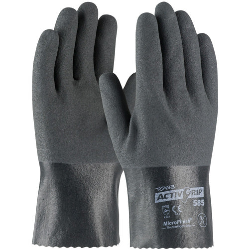 56-AG585/XS Coated Supported Gloves - ActivGrip Supported - 15G Cotton - Gray Nitrile w/ MicroFinish - 10″L - Exact Industrial Supply