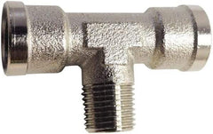 Legris - 1/4 Male Thread x 1/4 Female Thread, Nickel Plated Brass Industrial Pipe Male Branch Tee - MBSPT x FBSPP, 870 psi - Americas Industrial Supply
