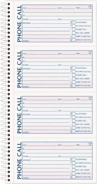 TOPS - 400 Sheet, 2-3/4 x 5", Call Book - Blue & Red - Americas Industrial Supply