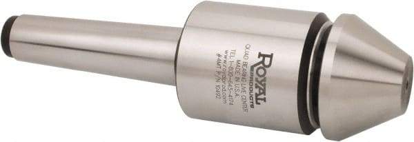 Royal Products - MT2 Morse Taper, 1.7" Head Diam Live Center - 6,000 Max RPM, 2.12" Head Length, 1-3/4" Point Diam, 1-1/4" Point Len, 750 Lb Max Workpc, Bull Nose Point - Americas Industrial Supply