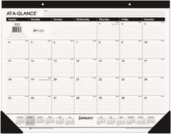 AT-A-GLANCE - 12 Sheet, 22 x 17", Desk Pad - White & Black - Americas Industrial Supply