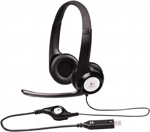 Logitech - Reusable, Over the Head Headset with Microphone - Black Plug, Black Cup - Americas Industrial Supply