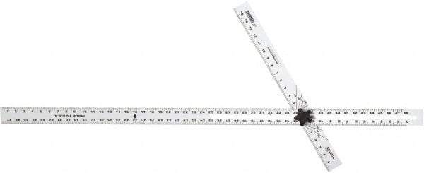 Johnson Level & Tool - 48" Blade Length x 2" Blade Width, 16" Base Length x 2" Base Width Aluminum Square - 0.008" Accuracy, Beveled Edge - Americas Industrial Supply