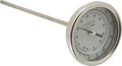 Wika - 9 Inch Long Stem, 3 Inch Dial Diameter, Stainless Steel, Back Connected Bi-Metal Thermometer - -15 to 90°C, 1% Accuracy - Americas Industrial Supply