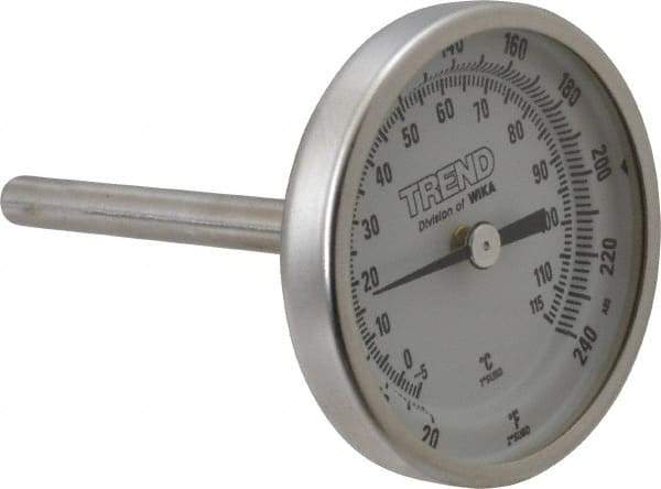 Wika - 2-1/2 Inch Long Stem, 2 Inch Dial Diameter, Stainless Steel, Back Connected Bi-Metal Thermometer - -5 to 115°C, 1% Accuracy - Americas Industrial Supply