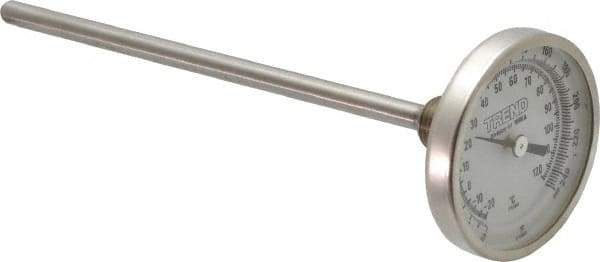 Wika - 6 Inch Long Stem, 2 Inch Dial Diameter, Stainless Steel, Back Connected Bi-Metal Thermometer - -20 to 120°C, 1% Accuracy - Americas Industrial Supply