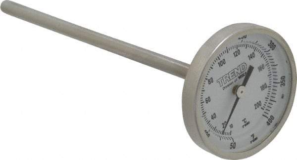Wika - 6 Inch Long Stem, 2 Inch Dial Diameter, Stainless Steel, Back Connected Bi-Metal Thermometer - 10 to 200°C, 1% Accuracy - Americas Industrial Supply