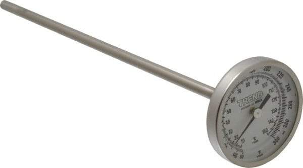 Wika - 9 Inch Long Stem, 2 Inch Dial Diameter, Stainless Steel, Back Connected Bi-Metal Thermometer - 10 to 150°C, 1% Accuracy - Americas Industrial Supply