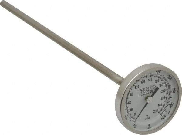 Wika - 9 Inch Long Stem, 2 Inch Dial Diameter, Stainless Steel, Back Connected Bi-Metal Thermometer - 10 to 260°C, 1% Accuracy - Americas Industrial Supply