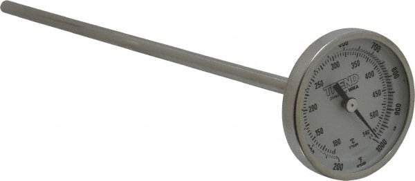 Wika - 9 Inch Long Stem, 2 Inch Dial Diameter, Stainless Steel, Back Connected Bi-Metal Thermometer - 100 to 540°C, 1% Accuracy - Americas Industrial Supply