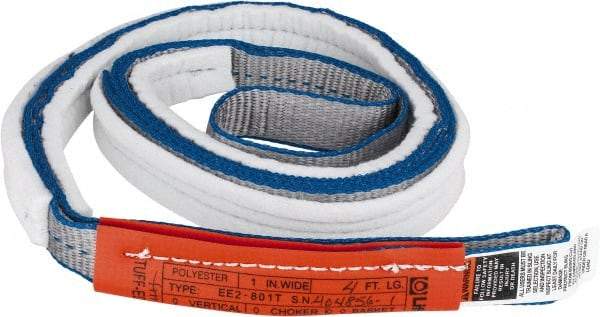 Lift-All - 4' Long x 1" Wide, 3,200 Lb Vertical Capacity, 2 Ply, Nylon Web Sling - 2,500 Lb Choker Capacity - Americas Industrial Supply