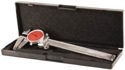 Value Collection - 0" to 6" Range, 0.001" Graduation, 0.1" per Revolution, Dial Caliper - Red Face, 1.57" Jaw Length - Americas Industrial Supply