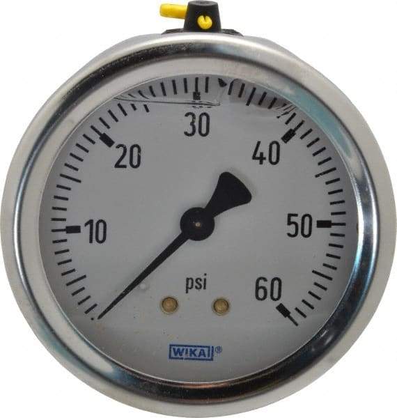Wika - 2-1/2" Dial, 1/4 Thread, 0-60 Scale Range, Pressure Gauge - Center Back Connection Mount, Accurate to 1.5% of Scale - Americas Industrial Supply