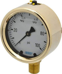 Wika - 2-1/2" Dial, 1/4 Thread, 0-100 Scale Range, Pressure Gauge - Lower Connection Mount, Accurate to 1.5% of Scale - Americas Industrial Supply