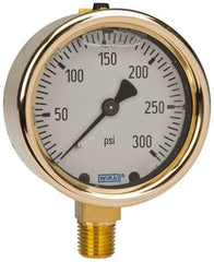 Wika - 2-1/2" Dial, 1/4 Thread, 0-300 Scale Range, Pressure Gauge - Lower Connection Mount, Accurate to 1.5% of Scale - Americas Industrial Supply