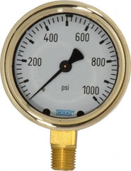 Wika - 2-1/2" Dial, 1/4 Thread, 0-1,000 Scale Range, Pressure Gauge - Lower Connection Mount, Accurate to 1.5% of Scale - Americas Industrial Supply