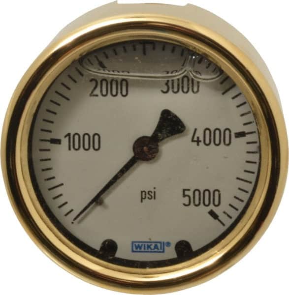 Wika - 2-1/2" Dial, 1/4 Thread, 0-5,000 Scale Range, Pressure Gauge - Back Connection Mount, Accurate to 1.5% of Scale - Americas Industrial Supply