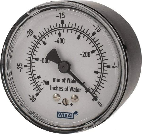 Wika - 2-1/2" Dial, 1/4 Thread, 0-30/0-760 Scale Range, Pressure Gauge - Center Back Connection Mount, Accurate to 1.5% of Scale - Americas Industrial Supply