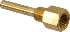 Alloy Engineering - 4 Inch Overall Length, 1/2 Inch Thread, Brass Standard Thermowell - 2-1/2 Inch Insertion Length - Americas Industrial Supply