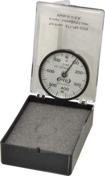 PTC Instruments - 50 to 750°F, 2 Inch Dial Diameter, Dual Magnet Mount Thermometer - 10° Division Graduation - Americas Industrial Supply