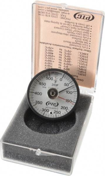 PTC Instruments - 500°F, 2 Inch Dial Diameter, Dual Magnet Mount Thermometer - 5° Division Graduation - Americas Industrial Supply