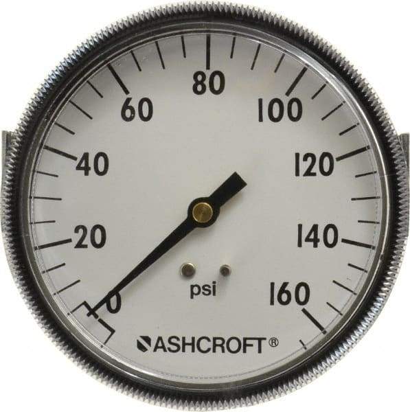Ashcroft - 3-1/2" Dial, 1/4 Thread, 0-160 Scale Range, Pressure Gauge - Center Back Connection Mount - Americas Industrial Supply