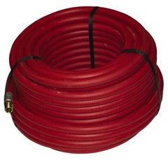 Alliance Hose & Rubber - 3/8" ID x 23/32" OD 100' Long Multipurpose Air Hose - MNPT x FNPT(Swivel) Ends, 300 Working psi, -40 to 190°F, 3/8" Fitting, Red - Americas Industrial Supply