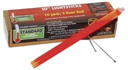 Cyalume - 10 Piece Red Chemical Lightstick - 10 Inch Long, 2 Hours Illumination Time, Nonflammable, Nontoxic and Waterproof, Snap and Shake Activation Method - Americas Industrial Supply