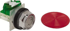 Schneider Electric - 30mm Mount Hole, Extended Straight, Pushbutton Switch with Contact Block - Red Pushbutton, Momentary (MO) - Americas Industrial Supply