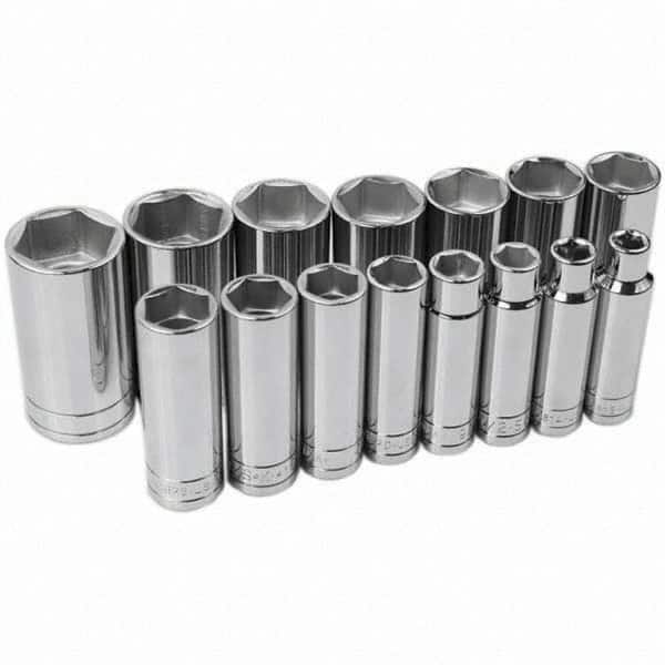 SK - 1/2" Drive Deep Socket Set - 3/8 to 1-1/4", Inch Measurement Standard - Americas Industrial Supply