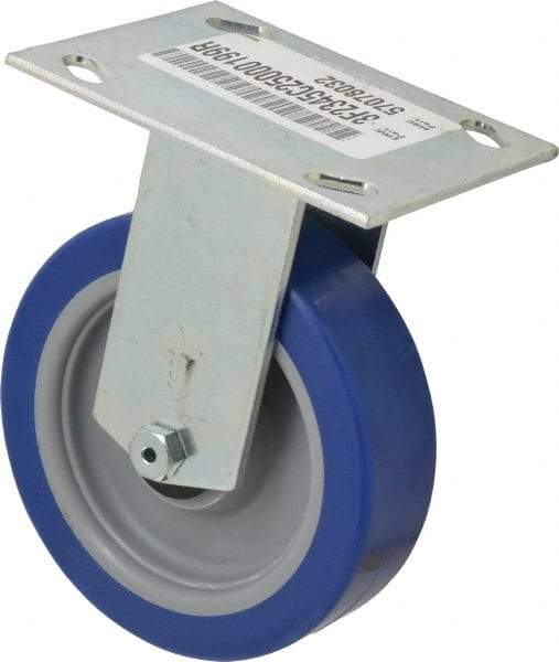E.R. Wagner - 5" Diam x 1-1/2" Wide x 6-3/8" OAH Top Plate Mount Rigid Caster - Polyurethane, 450 Lb Capacity, Roller Bearing, 3-3/4 x 4-5/8" Plate - Americas Industrial Supply