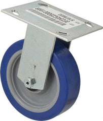 E.R. Wagner - 5" Diam x 1-1/2" Wide x 6-3/8" OAH Top Plate Mount Rigid Caster - Polyurethane, 450 Lb Capacity, Roller Bearing, 3-3/4 x 4-5/8" Plate - Americas Industrial Supply