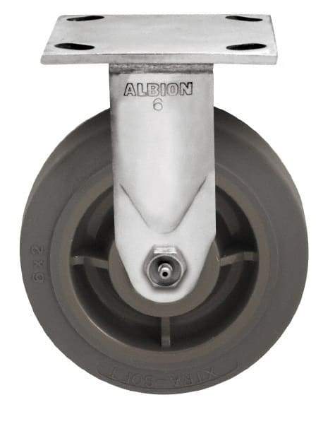 Albion - 8" Diam x 2" Wide x 9-1/2" OAH Top Plate Mount Rigid Caster - Phenolic, 1,200 Lb Capacity, Delrin Bearing, 4 x 4-1/2" Plate - Americas Industrial Supply