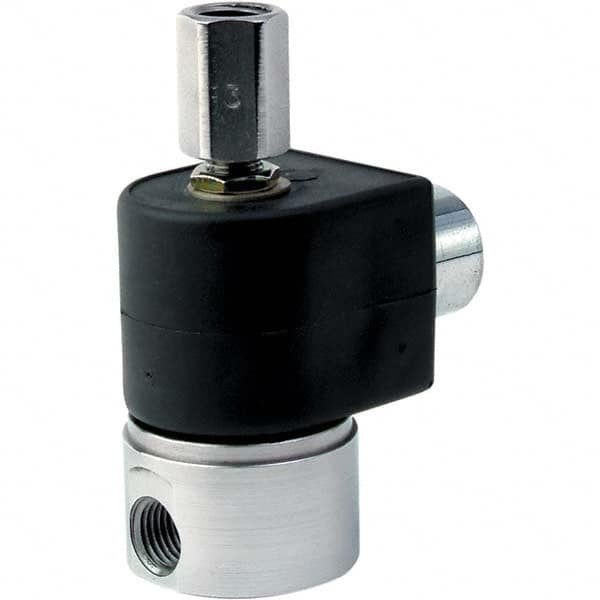 Parker - 24 VDC 1/4" NPT Port Stainless Steel Three-Way Direct Acting Solenoid Valve - Americas Industrial Supply