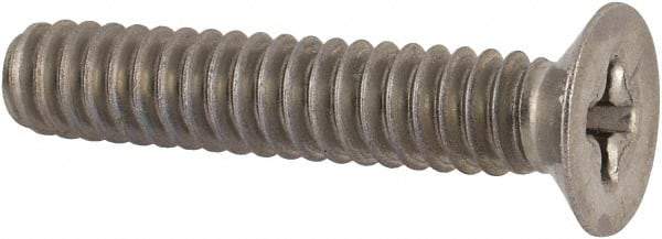 Made in USA - #10-24 UNC, 1" OAL Phillips Drive Machine Screw - Flat Head, Grade 18-8 Stainless Steel, Without Washer - Americas Industrial Supply