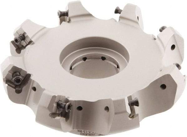 Iscar - 5.58" Cut Diam, 1-1/2" Arbor Hole, 0.276" Max Depth of Cut, 45° Indexable Chamfer & Angle Face Mill - 8 Inserts, S845 SX.U 16.. Insert, Right Hand Cut, 8 Flutes, Through Coolant, Series Helido - Americas Industrial Supply