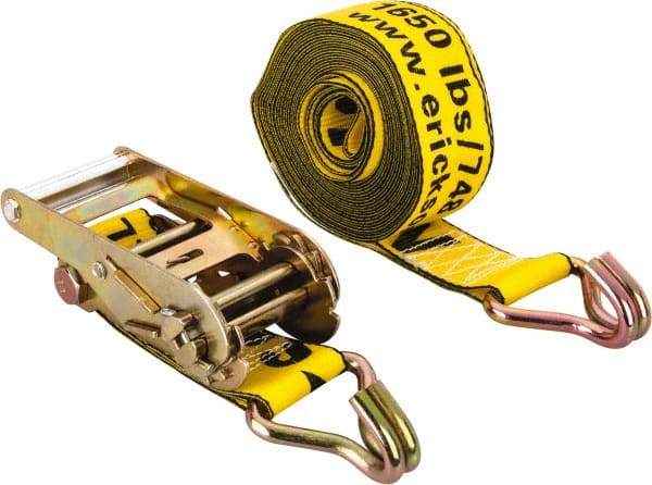 Erickson Manufacturing - 25' Long x 2" Wide, 5,000 Lb Basket Capacity, 5,000 Lb Vertical Capacity, Polyester Web Sling - Yellow - Americas Industrial Supply