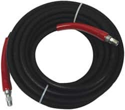 Value Collection - 50' Long, 3/8" Fitting, Male Rigid x Male Swivel Fitting, -40 to 310°F, Synthetic Rubber High Temp & High Pressure Hose - 3/8" Inside x 3/4" Outside Diam, Black, 6,000 psi - Americas Industrial Supply