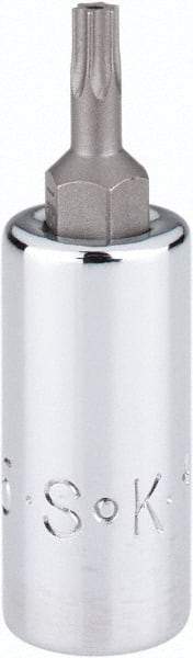 SK - 1/4" Drive, T15 Torx Bit Socket - 1-3/4" OAL, Tamper Resistant - Americas Industrial Supply