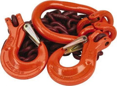 Pewag - 5' Long, 7,500 Lb Basket Capacity, 12,300 Lb Vertical Capacity, Alloy Steel Web Sling - DOS Chain Sling, 3/8" Diam Chain, Silver (Color), with 2 Sling Hooks & Master Link - Americas Industrial Supply