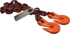 Pewag - 5' Long, 7,100 Lb Basket Capacity, 7,100 Lb Vertical Capacity, Alloy Steel Web Sling - SGG Chain Sling, 3/8" Diam Chain, Silver (Color), with 2 Grab Hooks - Americas Industrial Supply