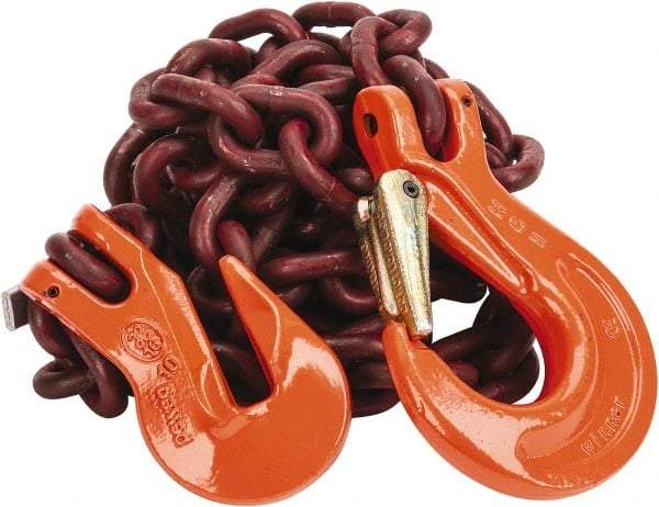 Pewag - 10' Long, 7,100 Lb Basket Capacity, 7,100 Lb Vertical Capacity, Alloy Steel Web Sling - SSG Chain Sling, 3/8" Diam Chain, Silver (Color), with Grab Hook & Sling Hook - Americas Industrial Supply