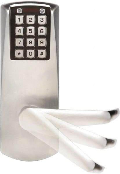 Kaba Access - Self Powered Lever Lockset for 1-3/8 to 2-1/4" Thick Doors - 2-3/4" Back Set, Nonkey Override Cylinder, Satin Chrome Finish - Americas Industrial Supply