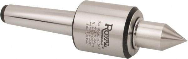 Royal Products - MT2 Morse Taper, 1.7" Head Diam Live Center - 6,000 Max RPM, 2.12" Head Length, 0.88" Point Diam, 1-3/4" Point Len, 465 Lb Max Workpc, Long Point - Americas Industrial Supply