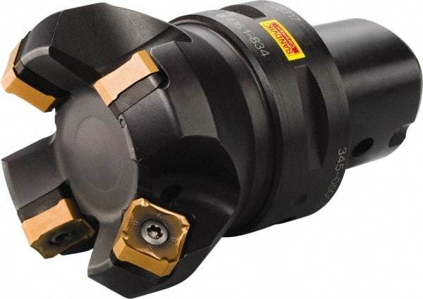 Sandvik Coromant - 80mm Cut Diam, 63mm Arbor Hole, 6mm Max Depth of Cut, 45° Indexable Chamfer & Angle Face Mill - 6 Inserts, 345R-13T5 Insert, Right Hand Cut, Series CoroMill 345 - Americas Industrial Supply