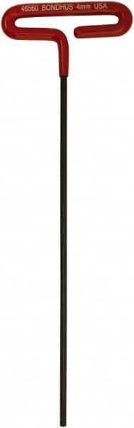 Bondhus - 4mm Hex, T-Handle Cushion Grip, Hex Key - 246mm OAL, Metric System of Measurement - Americas Industrial Supply