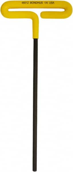 Bondhus - 1/4" Hex, T-Handle Cushion Grip, Hex Key - 251mm OAL, Inch System of Measurement - Americas Industrial Supply