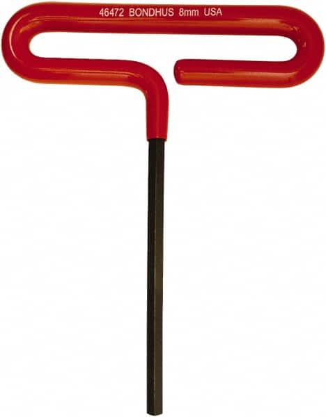 Bondhus - 8mm Hex, T-Handle Cushion Grip, Hex Key - 187mm OAL, Metric System of Measurement - Americas Industrial Supply