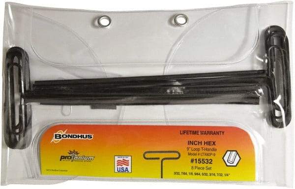 Bondhus - T-Handle Hex Key Set - Hex Range 3/32 to 1/4", Protanium High Torque Steel - Americas Industrial Supply