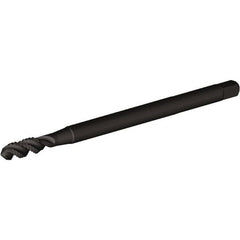 Kennametal - #6-32 UNC 2 Flute H3 Oxide Finish High Speed Steel Spiral Flute Extension Tap - Modified Bottoming Chamfer, 6" OAL, 2B Class of Fit, Series T830 - Exact Industrial Supply